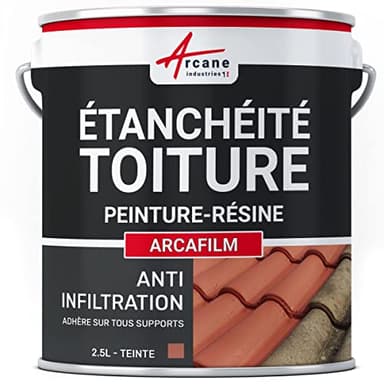 Resina de Impermeabilización - Pintura de Impermeabilización - Especial para Techos Inclinados: ARCAFILM - 2.5 L Teja - ARCANE INDUSTRIES