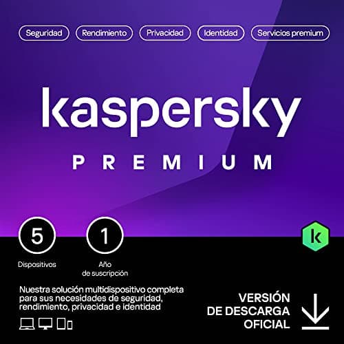 Kaspersky Premium Total Security 2024 | 5 Dispositivos | 1 año | Anti-Phishing y Firewall | VPN ilimitada | Gestor de contraseñas | Control parental | Soporte 24/7 | PC/Mac/Móvil | Código por email