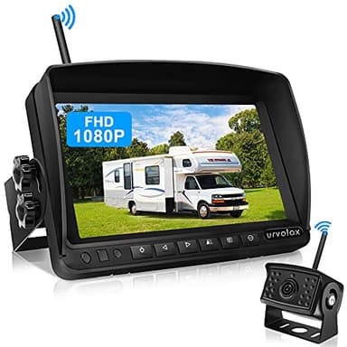 URVOLAX Cámara Trasera Coche Inalambrica, Monitor de 7" y IP69K Camara Coche Marcha Atras Impermeable,1080P HD Visión Nocturna,170 ° Ajuste Gran Angular,Furgoneta Caravana Remolque Camiones