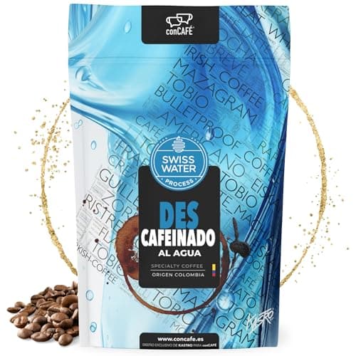 conCAFÉ - Café en grano Descafeinado al agua sin químicos y certificado por Swiss Water | Colombia | 100% Arábica | Specialty Coffee +80 puntos | Tueste Natural y Artesanal | Paquete 500g