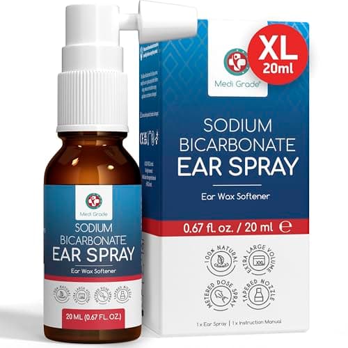 Medi Grade Spray Oídos para Eliminar el Cerumen – Limpiador de Oídos Natural con Bicarbonato de Sodio para Oídos Bloqueados y Eliminación de la Cera – Botella de 20ml con Más de 50 Pulverizaciones