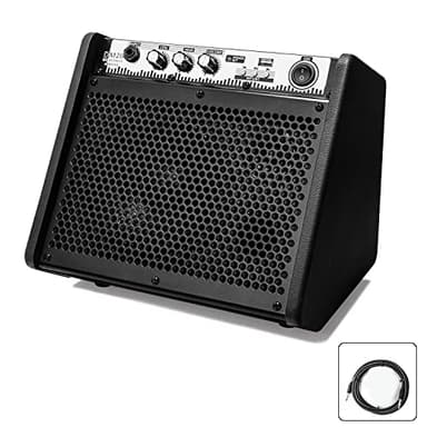 Coolmusic DM20 - Amplificador de monitor personal Bluetooth de 20 W, amplificador de tambor eléctrico, altavoz con interfaz USB (incluye cable de reducción de ruido de batería electrónica)