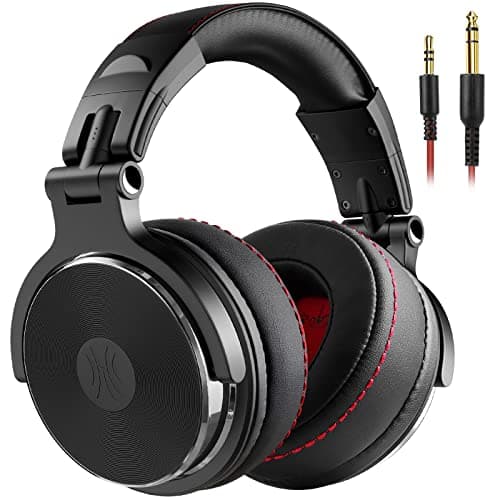 OneOdio - Auriculares de DJ para supervisión en Estudio, Mezclas, Aislamiento acústico, Carcasa giratoria a 90 º, Ajuste de 50 mm, Almohadillas de Piel, Auriculares de DJ con micrófono