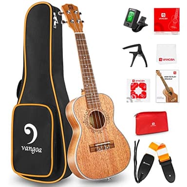 Vangoa Conciertos Ukelele Caoba 23 Pulgada Acústico Hawaiian Ukulele Kit para Principiantes, Estudiante, Intermedio