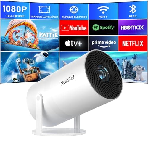 【Netflix Oficial y Enfoque Eléctrico】 XuanPad Mini Proyector con WiFi6 Bluetooth, Soporte para 1080P, Corrección Trapezoidal Automática, Soporte Giratorio 210°, Diseño Antipolvo y Enfriamiento