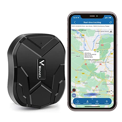 Winnes Localizador GPS para Coche 5000 mah Rastreador GPS Impermeable magnético GPS Tracker Fuerte Standby hasta 90 días de Geo-cercas alertas suscripción Gratuita TK905
