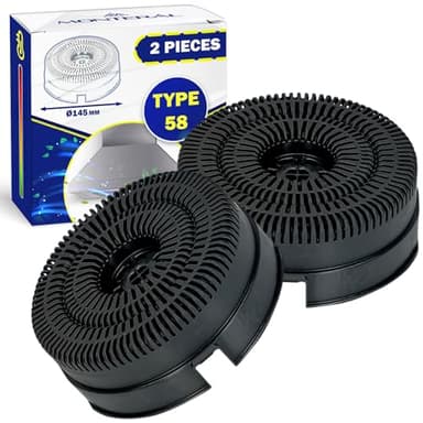 2 Piezas Filtro Carbon Activo para Campana Extractora 142 x 48 mm Tipo 58 con Código Original 484000008782 para Whirlpool 405537469/0 para Electrolux CFC00936 para Elica - MONTERAL