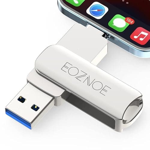 EOZNOE Pendrive 256GB para iPhone, iPhone Memoria USB Almacenamiento Externo para Guardar Más Fotos Vídeos, 3 en 1 USB 3.0 Unidad Flash de Alta Velocidad Compatible con iPhone/iPad/Android/PC……
