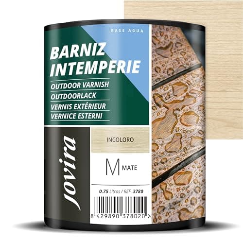 JOVIRA PINTURAS 750 ml | Barniz Intemperie al Agua, para el cuidado y la decoración de maderas en exterior. (750 Mililitros, Mate) H-26