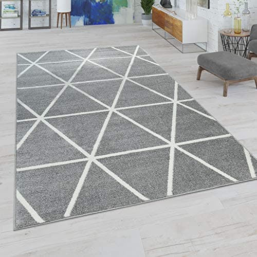 Paco Home Alfombra Salón, Modernos Colores Pastel, Estilo Escandinavo, Motivo De Rombos, tamaño:200x280 cm, Color:Gris