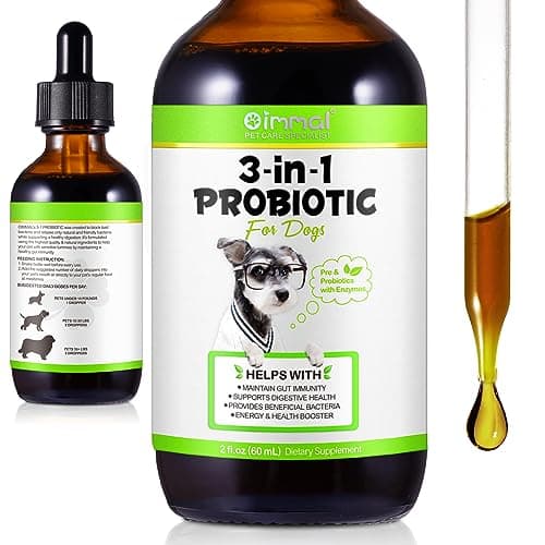 Probiótico para perros, gotas probióticas de 60 ml para perros, probióticos para apoyar la salud intestinal, mejora inmunológica, alivio de molestias gastrointestinales, pre y probióticos con enzimas