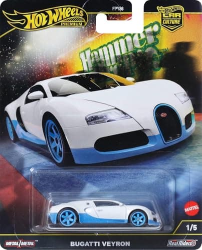 Hot Wheels Premium Bugatti Veyron, Car Culture Circuit Legends Vehículos para niños y niñas a partir de 3años y fans y coleccionistas adultos, colección de vehículos Car Culture a escala 1:64, HRW06
