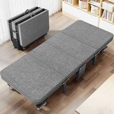 YUMBOT Cama Plegable con COLCHÓN, 70x190cm Cama Abatible, Mueble Cama Plegable, Estructura Resistente y 8 Ruedas Giratorias, Ahorro de Espacio