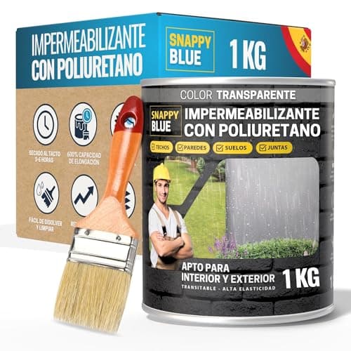 [1kg + Brocha]Impermeabilizante Transparente + Brocha con Poliuretano, Sellador Impermeable, Revestimiento Impermeable Definitivo, Hidrofugante Invisible para Todo tipo de superficies.