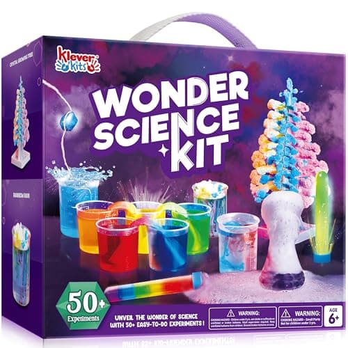 KLEVER Kits 50+ Experimentos Niños 7 Años, Científico Conjunto De Química Juegos Educativos 6 Años, Educativo Juguetes Niños 7+ Años, Experimento Regalo Niño 6 Años Árbol De Cristal De Ciencia