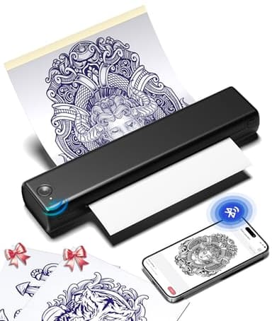 Phomemo M08F Impresora Tattoo Termocopiadora Impresora Tatuajes Termica Tattoo con 10pcs Termocopiadora Tatuaje Papel de Tatuaje Compatible con Teléfono Tablet PC para Artistas y Principiantes, Negro