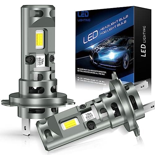 JOSHF Bombilla H7 Led, CSP 120W 30000LM +700% 6500K Faro Blanco para Coche, Actualización de la Bombilla Halógena-1:1 Mini LED H7 Con Ventilador Silencioso, DC12V-24V, 2 Bombillas