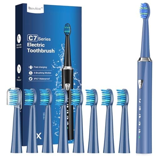 Cepillos de Dientes Electricos Sónico Adultos con 8 Cabezales - Cepillo Electrico Sónico Adultos y Infantil, 5 Modos, IPX7, Una Carga por 120 Días de Uso, Cepillo de Dientes, Mineral Blue