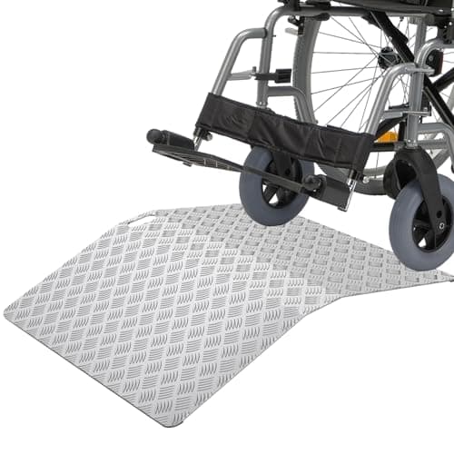 FIVMEN Rampa de aluminio para silla de ruedas, capacidad de carga de 270 kg, altura de 10 cm, ancho de 60 cm