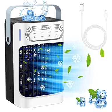 Aire Acondicionado Portatil, Enfriador De Aire, 800ml, 3 Velocidades Del Viento Y Temporización De 2-8 Horas, 3 Nieblas Frías Y 7 Luces LED, Mini Aire Acondicionado Portátil Para Uso Personal