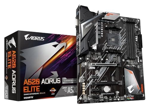 GIGABYTE Placa base A520 AORUS ELITE - Compatible con procesadores AMD Ryzen serie 5000 AM4, VRM digital puro de 5+3 fases, hasta 4733MHz DDR4 (OC), PCIe 3.0 x4 M.2, LAN GbE, USB 3.2 Gen2