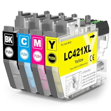 INK4U LC421XL Cartucho de Tinta Compatible para Brother LC421 Tinta LC-421XL LC421VALXL para Brother DCP-J1050DW MFC-J1010DW DCP-J1140DW (4 Pack)