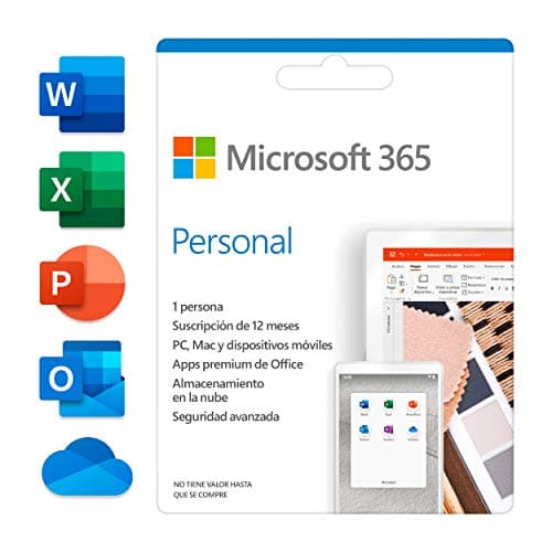 Microsoft 365 Personal | Suscripción anual o mensual | Para 1 PC o Mac, 1 tableta incluyendo iPad, Android, o Windows, además de 1 teléfono