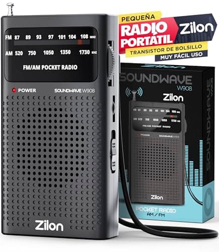 Radio Portatil Pequeña Mini Analogica con Pilas FM Am Emergencias con Excelente Señal Transistor Pequeño Sintonizador de Bolsillo - Muy Facil Uso Simple para Retrasmision Deportiva Musica Noticias.