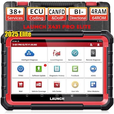 Launch X431 Pro Elite obd2 Diagnosis Coche multimarca, Bidireccional Maquina Diagnosis Coche, Codificación ECU Online,Sistema Completo Diagnosis 38+ Reajuste,CANFD DOIP,FCA, 2 Años de Actualización