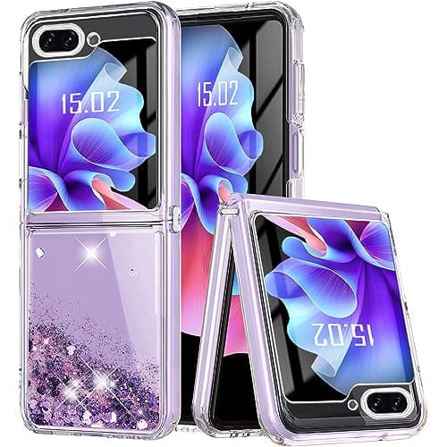 Yutwo Funda Compatible con Samsung Galaxy Z Flip 5 5G, Glitter Liquida Transparente Case Silicona TPU Antichoque Niñas Mujeres Brillante Arena Movediza Carcasa Samsung Z Flip 5 5G.