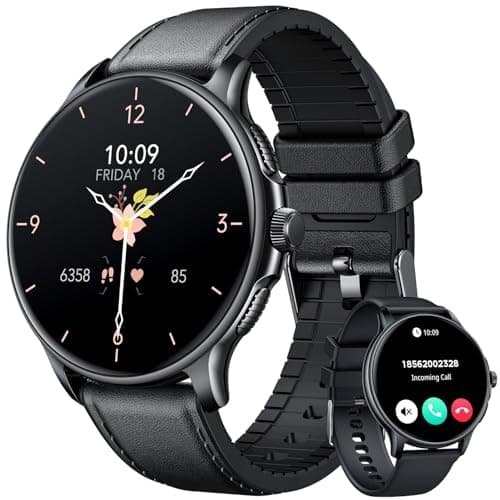 Smartwatch Hombre Reloj Inteligente con Llamadas - 1.43" Redondo AMOLED Pulsera de Actividad Pulsometro Tensión Arterial Sueño Podometro Deportivo Smart Watch Men IP68 Impermeable para Android iPhone
