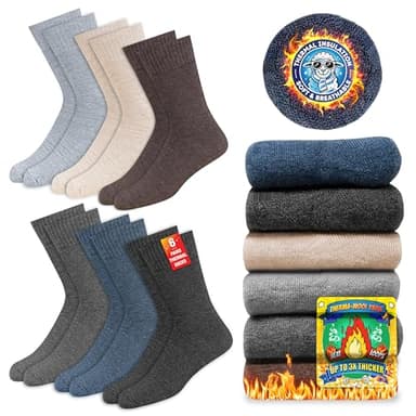 SOXCO Calcetines Térmicos para Hombres y Mujeres - Calcetines de Invierno Calientes, Paquete de 6 Pares