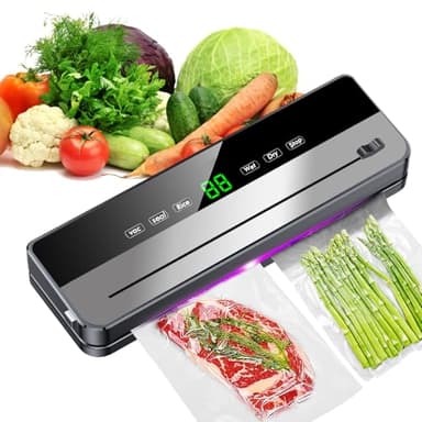 Envasadora al Vacío, Envasadora al Vacio Domestica con un Cutter Incorporado 6 Funciones para Alimentos Secos y Húmedos, Embasadoras Vacio Alimentos con 10 bolsas al vacío