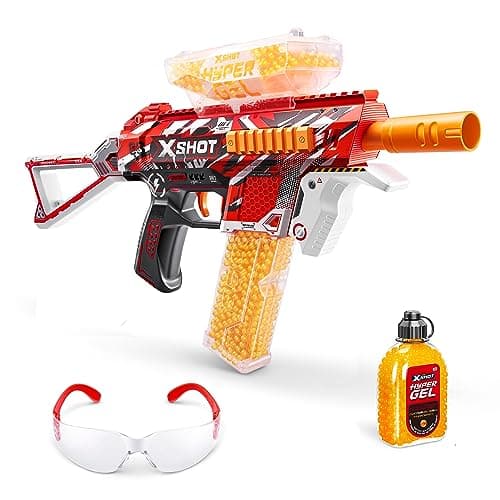 XShot ZURU Hyper Gel Trace Fire Blaster, Lanzador de Gel semiautomático y Totalmente automático y 10.000 gellets, tolva de 600 capacidades y Cargador de Capacidad de 850, a Partir de 14 años