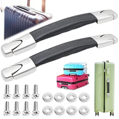Begpoee 2 Piezas Asa de Maleta Resistente, Asa de Maleta Repuesto, Reemplazo de la Manija de la Maleta para Cajas Maletas, Para Maletas, Estuches de Viaje, Cajas de Herramientas(23 cm, Negro + Plata)