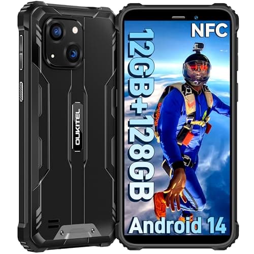 OUKITEL WP32 Movil Resistente - 12GB RAM+128GB ROM(TF 1TB) Móvil Irrompible, Batería 6300mAh, 6.0'' HD+Teléfono Movil Android 14, Cámara 20MP+5MP, 90dB Altavoz, Dual 4G SIM/NFC/OTG/GPS, Negro