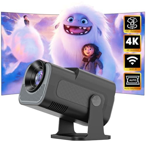 Mini Proyector Portátil - Proyector 4k 1080P Full HD Soporte 200ANSI, Mini Proyector WiFi 6,Bluetooth 5.0, Cine Projector 180° Se Puede Girar para HDMI/TV Stick/USB/PS5/Laptop, Auto Keystone