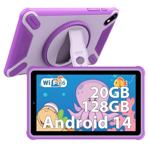 PIXPEAK 7" Tableta para niños, Android 14 Tablet, 20GB RAM 128GB ROM (SD Expandible), Android Kids Tablet, Control Parental, Pantalla FHD, 6580mAh, 5MP+2MP, WiFi, Bluetooth, Tableta Educativa (Pink)