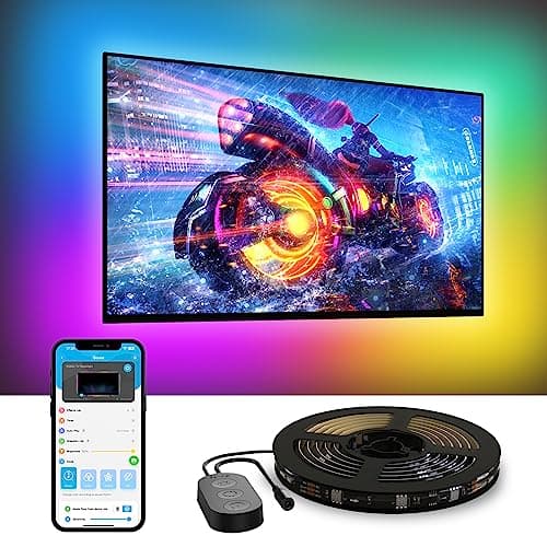 Govee Tira LED TV 3,8M RGBIC para Televisor de 55-65 Pulgadas, Luces LED Inteligentes Control Bluetooth y Wi-Fi Funciona con Alexa y Google Assistant, Sync de Música, Adaptador de Corriente
