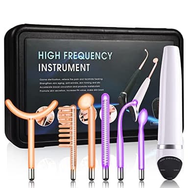 【Nueva versión】alta frecuencia Dispositivo de belleza corporal, máquina facial de alta frecuencia con 6 varitas de neón y argón - Realce su piel - Aclare, firme y apriete