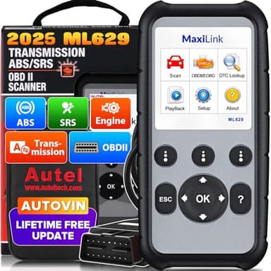 Autel MaxiLink ML629 Diagnósticos Coche OBD2 Escáner para ABS/SRS/Motor y Transmisión 4 Sistemas Diagnosticar, con Auto Vin, Prueba Lista-Versión Actualizada de ML619