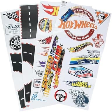 Hot Wheels - Calcomanías de pared con licencia oficial para habitación de niños, pista de coche de juguete reutilizable, decoración de pared de sala de juegos, decoración de dormitorio para niños y