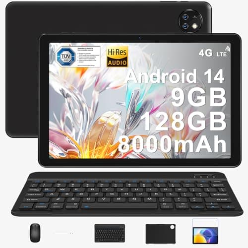 DOOGEE T10W Tablet 10 Pulgadas Android 14 con Dual 4G LTE/5G Wi-Fi, Tablets 8000mAh con 9GB RAM + 128GB ROM (TF 1TB), Bluetooth 5.0, USB-C, 1280 * 800, Tablet con Teclado + Ratón + Funda, Negro