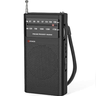 Tendak Radio Portatil Pequeña, Transistores Radio FM Am con Excelente Señal, Mini Radio de Bolsillo, Radio Pilas Pequeña Funciona con AA Pilas(no Incluidas) - Negro