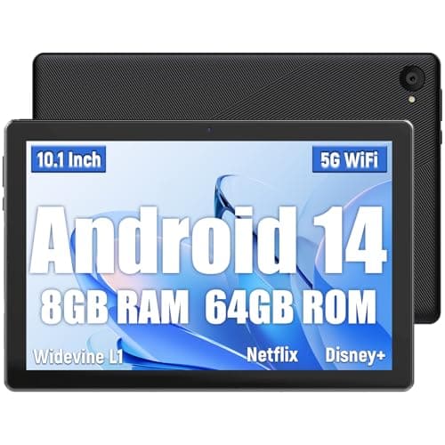 HotLight Tablet 10 Pulgadas CPU Octa-Core, Tablet Android 14 8GB RAM+64GB ROM +1TB Expansión, Cámara 8MP+5MP, Batería 5000mAh,Face ID, OTG,WiFi 2.4G/5G,BT 5.3,Play Store（Negro）