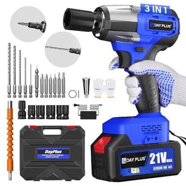 Yiyai 𝟮𝟬𝟮𝟰 21V Llave de Impacto Inalámbrica Brushless, 1/2'' Pistola de Impacto Eléctrica, 550 Nm Llave Eléctrica con 4000mAh y Carga Rápida, 16 Accesorios y Velocidad Variable para Coche, Hogar