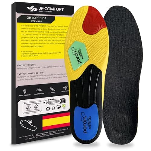 JP COMFORT Plantillas Gel Hombre Trabajo | Plantillas Ortopédicas con Doble Poron | Plantillas Fascitis Plantar con Soporte al Arco del Pie | Plantillas Metatarsalgia (39-42)