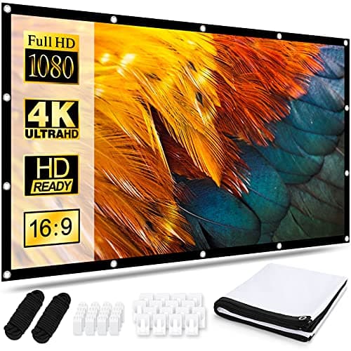 Pantalla Proyector 120 Pulgadas 16:9 HD Antiarrugas Plegable Portátil Lavable Tela Proyector, Pantalla de Proyección de Doble Cara para Patio, Hogar, Teatro Exterior