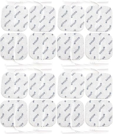 16 electrodos de recambio axion | Parches de 5x5 cm para electroestimulador TENS y/o EMS reutilizables y autoadhesivos | Conector pin de 2 mm
