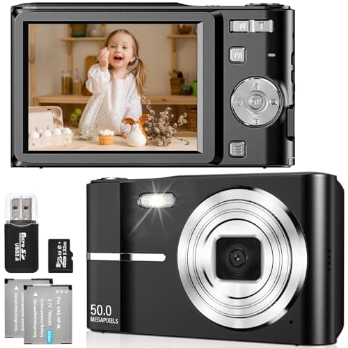 FAYIBUY Cámara Fotos 50MP 1080P FHD Cámara Digital Compacta con Zoom 16X Cámara Compacta con Tarjeta 32GB Recargable Compacta Portátil Cámara para Niños Principiantes Adulto